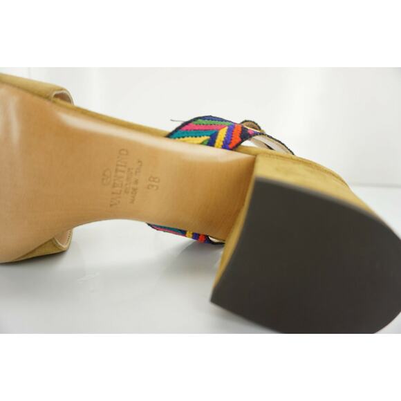 Valentino Chevron Block Heel Ankle Strap Suede Sandals SZ 38 $795 NIB Native - Picture 8 of 11